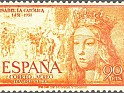 Spain 1951 Isabella the Catholic 90 CTS Yellow Orange Edifil 1098